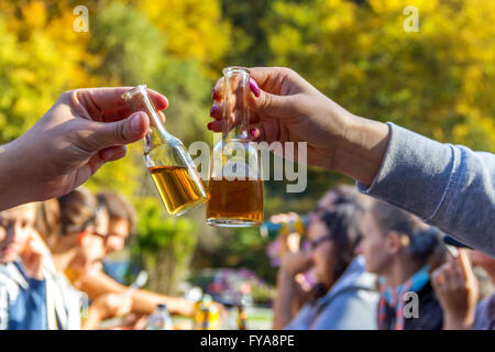 Tradizionali bulgare brandy toast in autunno Foto Stock