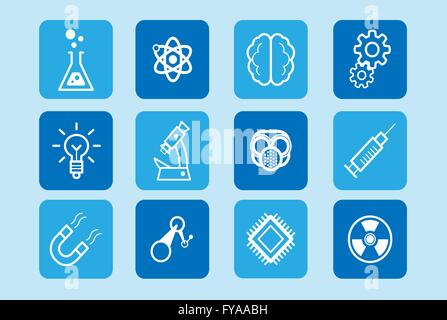 La scienza, ricerca, innovazione e tecnologia vector icon set. Graphic design delle risorse per migliorare la tua opera d'arte in secondi Illustrazione Vettoriale