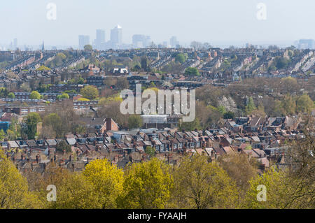 Vista di Londra da Alexandra Park, London Borough of Haringey, Greater London, England, Regno Unito Foto Stock