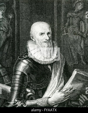 Maximilien de Bethune, duca di Sully, (1560-1641) era un nobile francese, soldato, e più. Egli è stato anche un tasto ufficiale e consigliere del re di Francia Enrico IV e lo ha aiutato a costruire un forte governo centralizzato. Ha servito come sovrintendente delle finanze e Gran Maestro dell'artiglieria della Francia. Il testo che accompagna questa stampa, legge: la testa, dopo il ritratto del pittore fiammingo Pourbus che apparteneva al duca de Sully. È stato progettato da Gabriel de Saint-Aubin e inciso da Chenu. Foto Stock