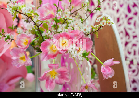 Raccolta di collage di rosa dettagli nozze da cerimonia e ricevimento Foto Stock