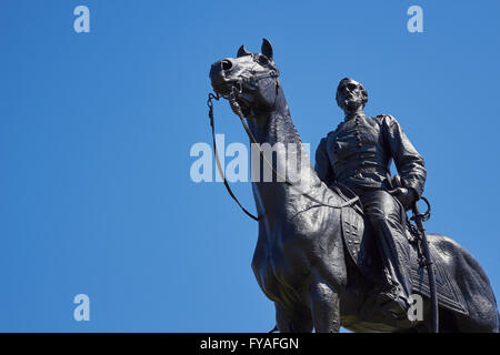 Generale George Meade statua monumento, Gettysburg National Military Park, Pennsylvania, STATI UNITI D'AMERICA Foto Stock