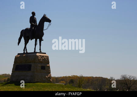 Generale George Meade statua monumento, Gettysburg National Military Park, Pennsylvania, STATI UNITI D'AMERICA Foto Stock