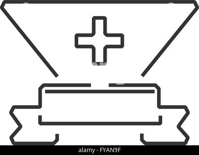 Icona linea ambulanza simboli sulla etichetta del triangolo Illustrazione Vettoriale