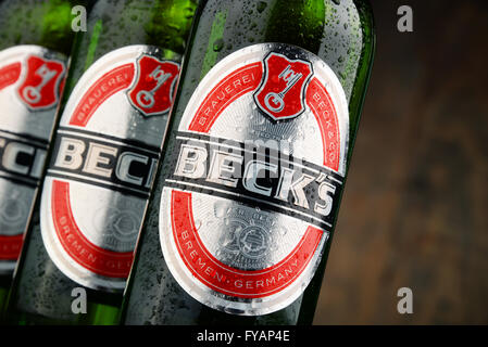 Bottiglie di Beck's beer Foto Stock