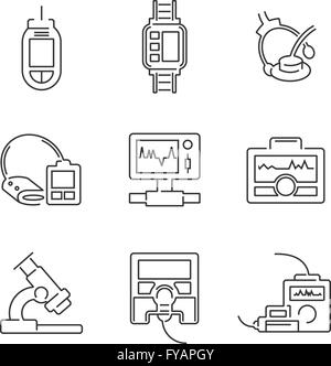 Le icone della linea dispositivo medico icona impostare Illustrazione Vettoriale