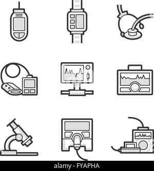 Dispositivo medico icona impostare Illustrazione Vettoriale