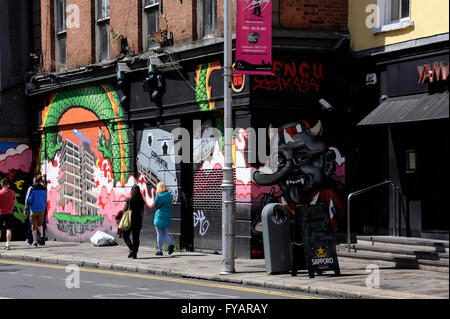 Parete dipinta in Ormond Quay. Abbassare, Dublino, Irlanda Foto Stock