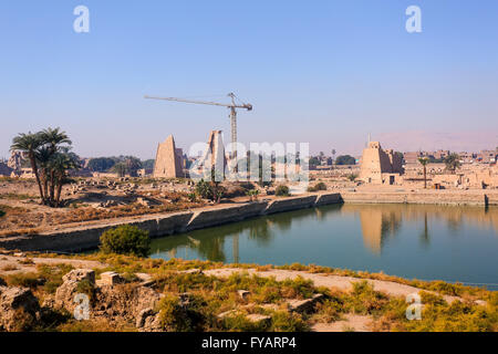 Luxor, Karnak, il tempio di Amon, Lago sacro Foto Stock