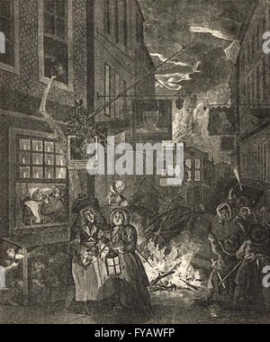 Quattro ore del giorno e notte da William Hogarth circa 1736 Foto Stock