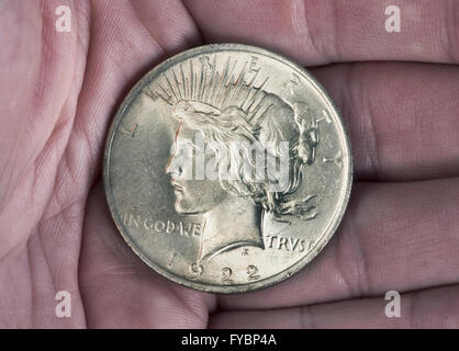 Argento Pace Americana dollar realizzati nel 1922. Foto Stock