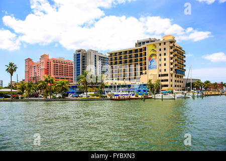 Waterfront hotel a Clearwater Beach e marina in Florida Foto Stock