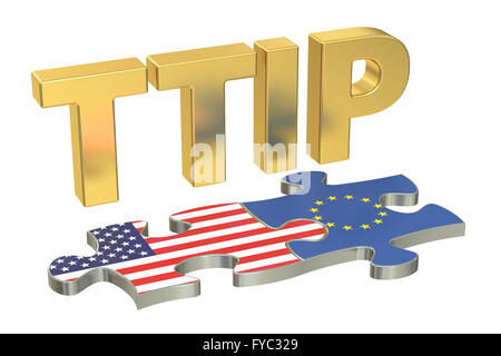 Gli scambi e gli investimenti transatlantici di partenariato concetto TTIP, rendering 3D Foto Stock