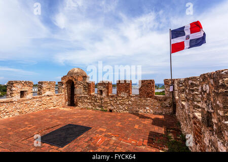 Fortaleza Ozama, Torre De Homenaje, XVI secolo, Sito Patrimonio Mondiale dell'Unesco Zona Colonial, la città di Santo Domingo Foto Stock