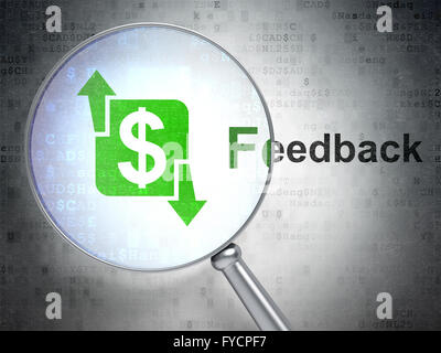Il concetto di business: finanza e feedback con il vetro ottico Foto Stock
