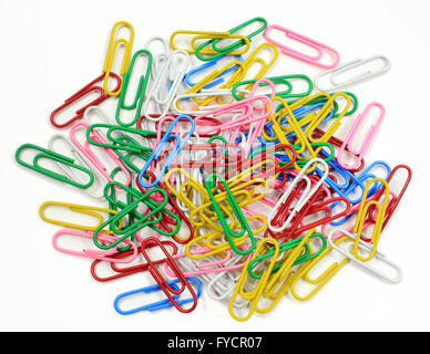 Carta colorata clip abstract isolato su bianco Foto Stock