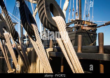 Repliche di Christopher Columbus' navi, Nina e pinta ancorata in ft myers, Florida, Stati Uniti d'America Foto Stock