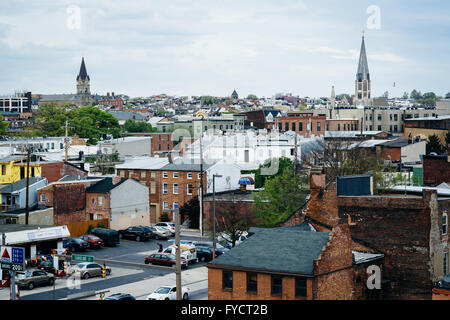 Vista di edifici nelle vicinanze Fells Point, a Baltimora, Maryland. Foto Stock