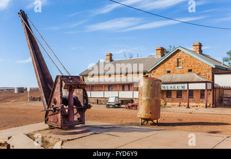 Oodnadatta Stazione ferroviaria Museum, South Australia. La stazione è il capolinea della grande ferrovia settentrionale Foto Stock