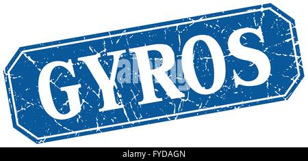 Gyros quadrato blu vintage grunge segno isolato Illustrazione Vettoriale