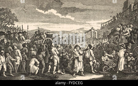 Industria e ozio piastra 11 folli di 'Prentice eseguito a Tyburn da William Hogarth circa 1747 Foto Stock