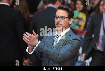 Londra, Regno Unito. 26 apr, 2016. assiste la premiere europeo di 'Captain America: La guerra civile' al Westfield di Londra. Credito: Ferdaus Shamim/ZUMA filo/Alamy Live News Foto Stock