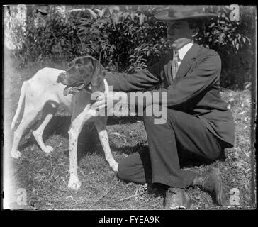 Fotografia vittoriano di un uomo e di un cane in Fallston, Maryland Foto Stock