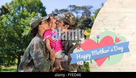 Immagine composita di esercito di giovane kissing figlia Foto Stock