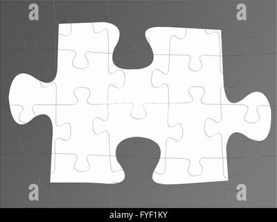 Puzzle di pezzi isolati contro uno sfondo grigio Foto Stock