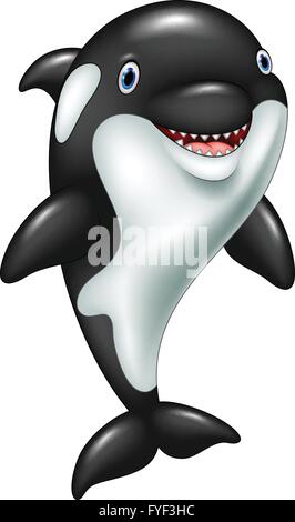 Cartoon funny Killer Whale in piedi Illustrazione Vettoriale