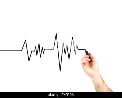 Un grafico frequenza cardiaca isolata contro uno sfondo bianco Foto Stock