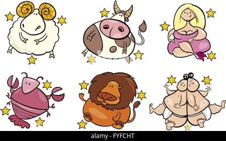 Sei in sovrappeso segni zodiacali Foto Stock