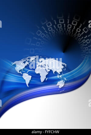 Mappa Blue globale codice di sfondo Foto Stock