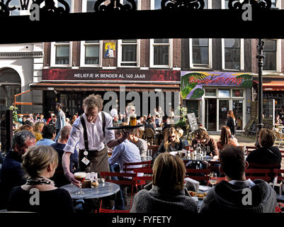 Vista dal Bar Ristorante Stijf terrazza bar Café Melief Bender 1876 (Oude Binnenweg più antica caffetteria di Rotterdam ) Paesi Bassi Paesi Bassi Foto Stock