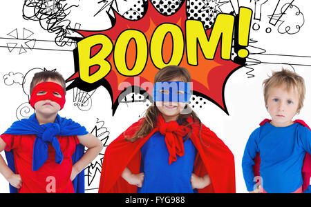 Immagine composita di bambini vestiti come Superman Foto Stock