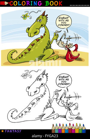Drago e cavaliere per la colorazione Foto Stock