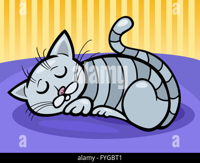 Sleeping cat cartoon illustrazione Foto Stock