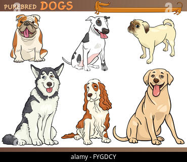 Cani di Razza cartoon illustrazione impostato Foto Stock