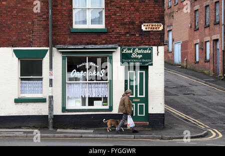 Tradizionale Oatcake Staffordshire Shop in Porri Foto Stock