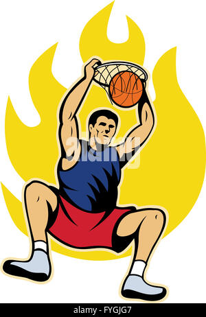 Giocatore di basket ball Dunking Foto Stock