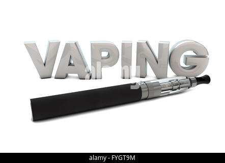 Eseguire il rendering di una sigaretta elettronica e il testo vaping Foto Stock