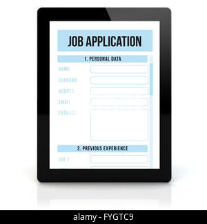Applicazione del lavoro di concetto: eseguire il rendering di un tablet pc con applicazione rjob sullo schermo Foto Stock