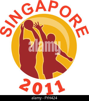 Netball Singapore 2011 giocatore che passa la sfera Foto Stock