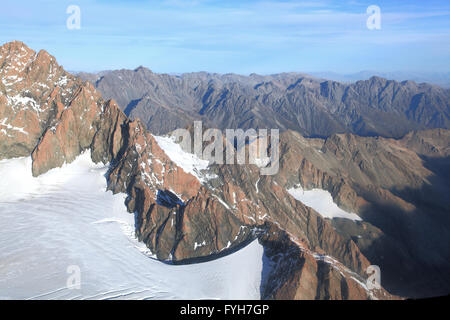 Landscpae delle alpi del sud dalla cima di Mount Cook in Nuova Zelanda Foto Stock