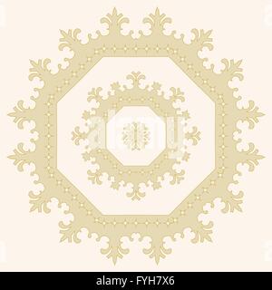 Otto ha sottolineato modello circolare. Mandala. Round vettore lineare ornamento in colori pastello. Illustrazione Vettoriale