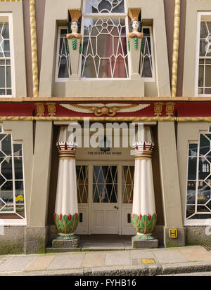 La facciata della casa egiziana Chapel Street Penzance Cornwall Inghilterra REGNO UNITO Foto Stock