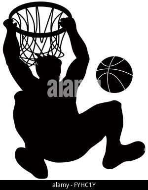 Giocatore di basket ball Dunking Foto Stock