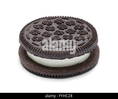 Unico cioccolato Cookie sandwich isolati su sfondo bianco. Foto Stock