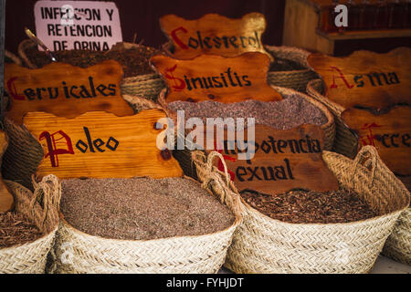 La medicina di erbe, venditore ambulante di erbe medicinali, wellness, spice Foto Stock