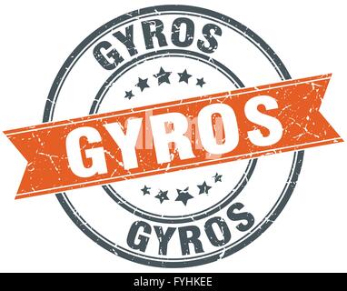 Gyros round orange grungy vintage francobollo isolato Illustrazione Vettoriale